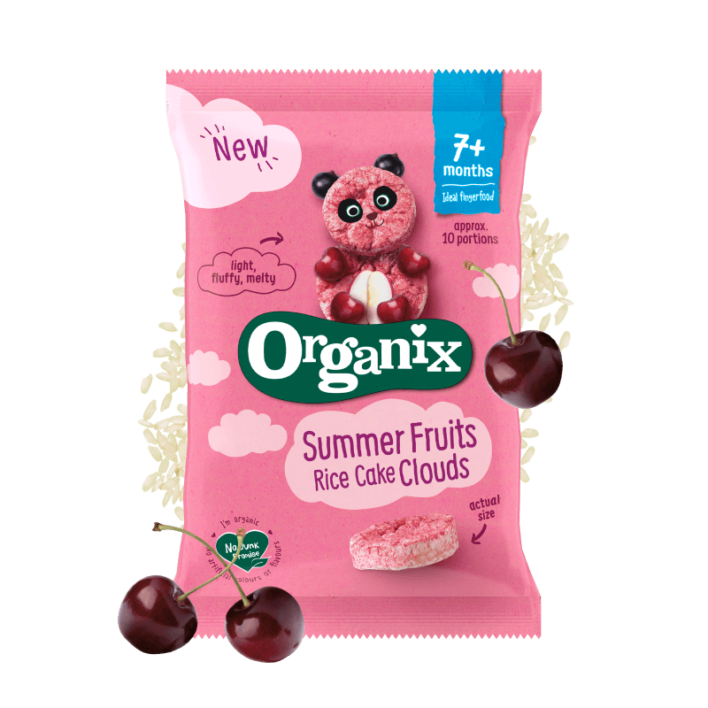 Organix summer fruits cloud rice cakes 7m+